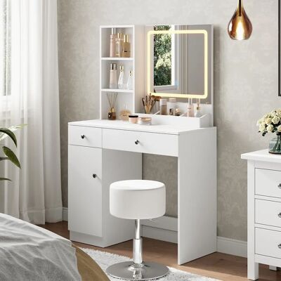 Vichy Schminktisch Silvia Weiß 90 cm mit LED-Spiegel Vichy Schminktisch Silvia Weiß 90 cm mit LED-Spiegel