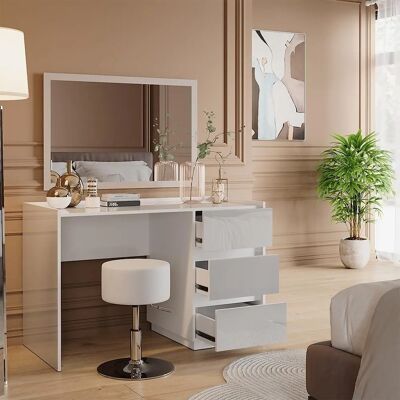 Vicco Marla Schminktisch - Weiß Hochglanz, 120cm, mit Hocker Vicco Marla Schminktisch - Weiß Hochglanz, 120cm, mit Hocker