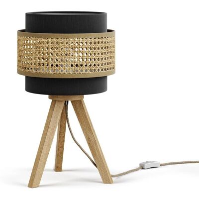 Vicco Morten Tischlampe - Rattan/Schwarz - 26x45cm Vicco Morten Tischlampe - Rattan/Schwarz - 26x45cm