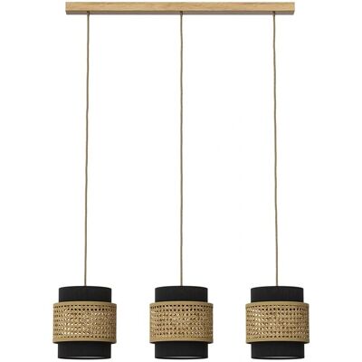 Vicco Morten 3-flammige Pendelleuchte - Rattan/Schwarz - 70x120cm Vicco Morten 3-flammige Pendelleuchte - Rattan/Schwarz - 70x120cm