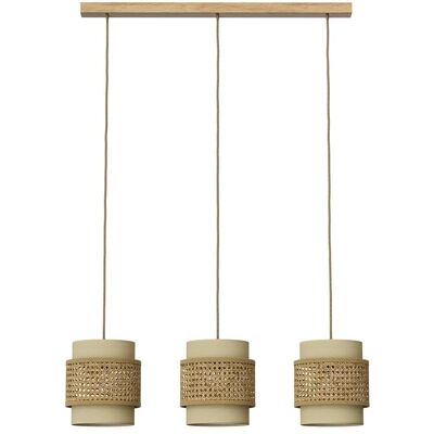 Vichy Morten 3 lámparas colgantes Ratán Crema - Lámpara suspendida Vichy Morten 3 lámparas colgantes Ratán Crema - Lámpara suspendida