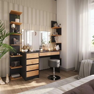 Vichy Sherry Coiffeuse - Éclairage LED, Tabouret, 120x75 cm - Publicité Vichy Sherry Coiffeuse - Éclairage LED, Tabouret, 120x75 cm - Publicité
