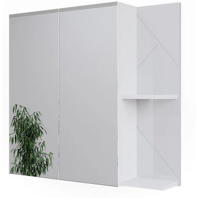 Armoire miroir de salle de bain Irma - Blanc brillant - Publicité Armoire miroir de salle de bain Irma - Blanc brillant - Publicité