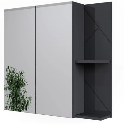 Vichy Irma Armoire de Salle de Bain - Haute Brillance Anthracite - 80x75cm - Publicité Vichy Irma Armoire de Salle de Bain - Haute Brillance Anthracite - 80x75cm - Publicité