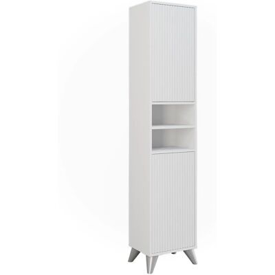 Armoire de bain Vicco Leano - Blanc - 38x180 cm avec 2 portes - Publicité Armoire de bain Vicco Leano - Blanc - 38x180 cm avec 2 portes - Publicité