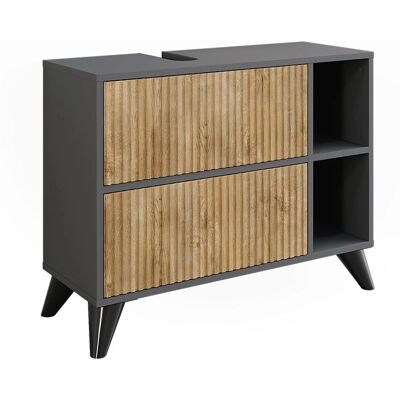 Meuble sous lavabo Vicco Leano - Anthracite/Bergeiche - 80x62 cm - Publicité Meuble sous lavabo Vicco Leano - Anthracite/Bergeiche - 80x62 cm - Publicité