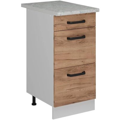 Vichy Regal R-Line Küchenschrank - Weiss/Goldkraft Eiche, 40cm Marmor Vichy Regal R-Line Küchenschrank - Weiss/Goldkraft Eiche, 40cm Marmor