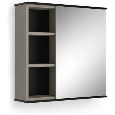 Vichy Joli Lustro łazienkowe z półką - Szara/Czarna - 60x60 cm Vichy Joli Lustro łazienkowe z półką - Szara/Czarna - 60x60 cm