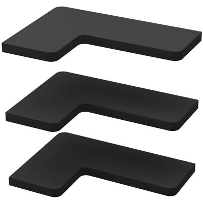 Estantería esquinera Curva Vicco - Juego de 3, Negro Estantería esquinera Curva Vicco - Juego de 3, Negro