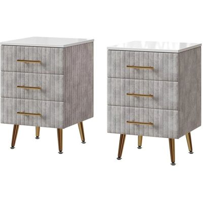Vichy Velia Nattbord - 3 Tiroirs Moderne MDF Gris - Publicité Vichy Velia Nattbord - 3 Tiroirs Moderne MDF Gris - Publicité