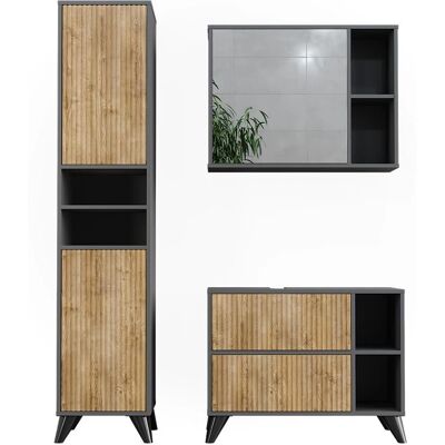 Conjunto de Muebles de Baño Vicco Leano - Antracita/Roble de Montaña - 80cm - 3 Piezas Conjunto de Muebles de Baño Vicco Leano - Antracita/Roble de Montaña - 80cm - 3 Piezas