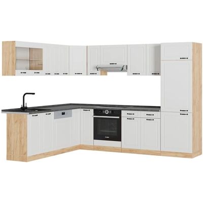 Vicco - Cocina esquinera R-Line, Blanco/roble dorado/Antracita - Cocina esquina Vicco - Cocina esquinera R-Line, Blanco/roble dorado/Antracita - Cocina esquina