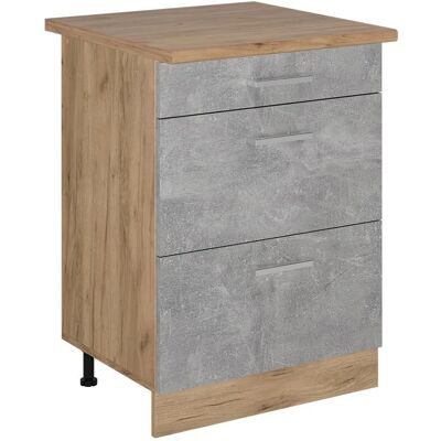 Vichy Regal R-Line Armoire de Cuisine - Béton/Chêne doré, 60cm, Tiroirs - Publicité Vichy Regal R-Line Armoire de Cuisine - Béton/Chêne doré, 60cm, Tiroirs - Publicité
