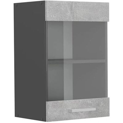 Vicco R-Line Armoire de cuisine en verre - Béton - Publicité Vicco R-Line Armoire de cuisine en verre - Béton - Publicité