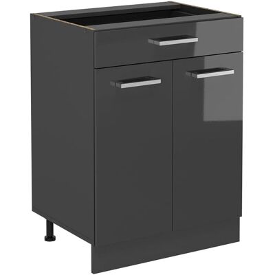 Vicco - Meuble Bas de Cuisine R-Line, Anthracite Haute Brillance, 60cm avec tiroir - Meuble de Cuisine - Publicité Vicco - Meuble Bas de Cuisine R-Line, Anthracite Haute Brillance, 60cm avec tiroir - Meuble de Cuisine - Publicité