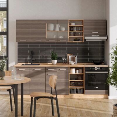 VICCO R-Line Cocina - 240cm Modular Gris / Roble VICCO R-Line Cocina - 240cm Modular Gris / Roble