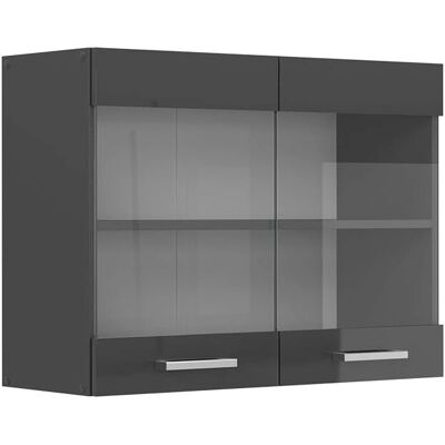 Vicco R-Line Armoire murale en verre - Anthracite brillant - 80 cm - Publicité Vicco R-Line Armoire murale en verre - Anthracite brillant - 80 cm - Publicité