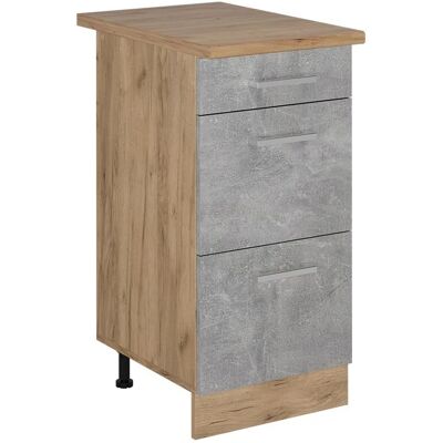 Vichy Regal Küchenunterschrank - Beton/Goldkraft Eiche - 40 cm Vichy Regal Küchenunterschrank - Beton/Goldkraft Eiche - 40 cm