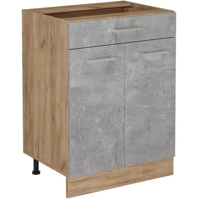 Vichy R-Line Küchenunterschrank - Beton/Goldkraft Eiche, 60cm, mit Schublade Vichy R-Line Küchenunterschrank - Beton/Goldkraft Eiche, 60cm, mit Schublade