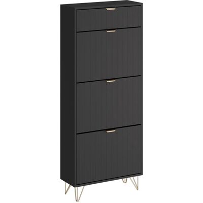 Vichy Helge Armoire à Chaussures - Noir - 60x145cm - 3 Compartiments - Publicité Vichy Helge Armoire à Chaussures - Noir - 60x145cm - 3 Compartiments - Publicité