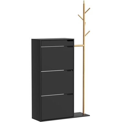 Vichy Ivo Armoire à chaussures - Noir, 3 compartiments, 1 tiroir - Meuble à chaussures - Publicité Vichy Ivo Armoire à chaussures - Noir, 3 compartiments, 1 tiroir - Meuble à chaussures - Publicité