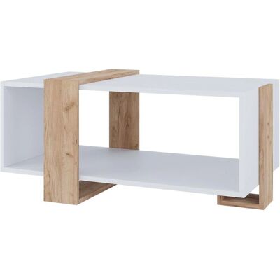 Table basse Aven de Vichy - Blanc/Or bois - 91,5 x 52 cm - Publicité Table basse Aven de Vichy - Blanc/Or bois - 91,5 x 52 cm - Publicité