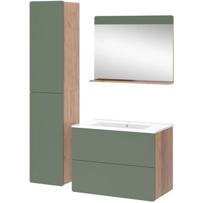 Vichy Badmöbelset - Goldkraft Eiche/Grün - 4 Teile mit Hochschrank Vichy Badmöbelset - Goldkraft Eiche/Grün - 4 Teile mit Hochschrank