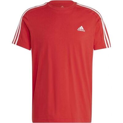 adidas IC9339 Czerwona Koszulka 3 Paski - Mężczyzna adidas IC9339 Czerwona Koszulka 3 Paski - Mężczyzna