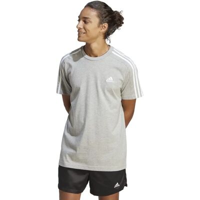 T-shirt Adidas Essentials Single Jersey 3-Stripes - grigio medio melange/bianco (IC9337) T-shirt Adidas Essentials Single Jersey 3-Stripes - grigio medio melange/bianco (IC9337)