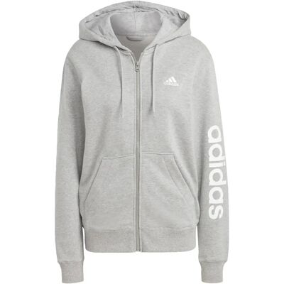 Adidas Damen Essentials Linear Full-Zip French Terry Hoodie - mittleres graues Heather/weiß (IC6866) Adidas Damen Essentials Linear Full-Zip French Terry Hoodie - mittleres graues Heather/weiß (IC6866)