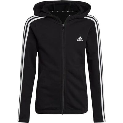 adidas Mädchen Kinder Essentials 3-Streifen Full-Zip Kapuzenjacke - Schwarz adidas Mädchen Kinder Essentials 3-Streifen Full-Zip Kapuzenjacke - Schwarz