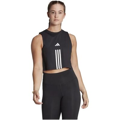 adidas Train Cotton 3-Stripes Crop Tank Top - Schwarz - Tanktop adidas Train Cotton 3-Stripes Crop Tank Top - Schwarz - Tanktop