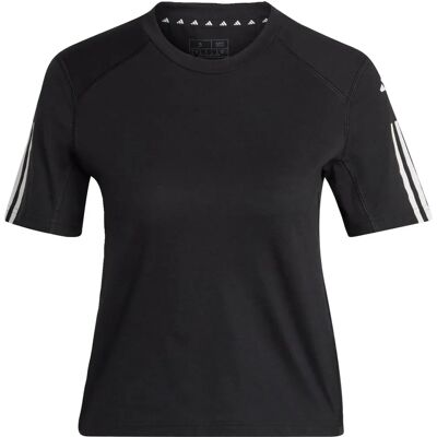 adidas Train Cotton 3-Stripes Crop T-Shirt - Zwart adidas Train Cotton 3-Stripes Crop T-Shirt - Zwart