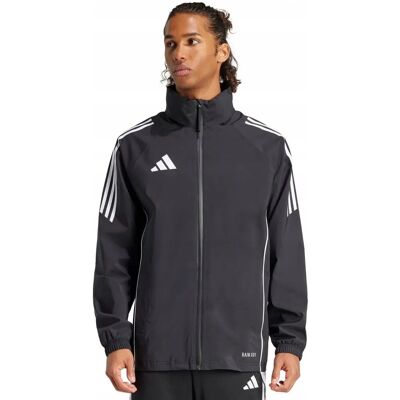 adidas Tiro 24 Black Waterproof Rain Jacket - Rainproof Football Wear adidas Tiro 24 Black Waterproof Rain Jacket - Rainproof Football Wear