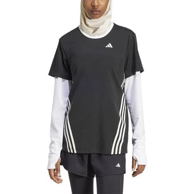 adidas Trainicons Wrapping 3-Strepen T-Shirt - Vrouwen - Zwart adidas Trainicons Wrapping 3-Strepen T-Shirt - Vrouwen - Zwart