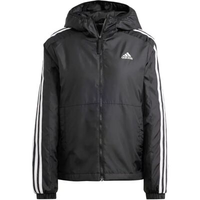 adidas Svart 3-Stripes huppjacka för kvinnor adidas Svart 3-Stripes huppjacka för kvinnor