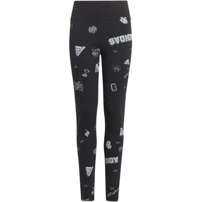 Legginsy z pełnym nadrukiem Adidas Jg Bluv Q3 dla dzieci - Czarny Legginsy z pełnym nadrukiem Adidas Jg Bluv Q3 dla dzieci - Czarny
