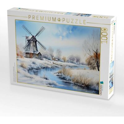 CALVENDO - 4066851381251 - 1000 stukken - Winters landschap met windmolen - Puzzel CALVENDO - 4066851381251 - 1000 stukken - Winters landschap met windmolen - Puzzel