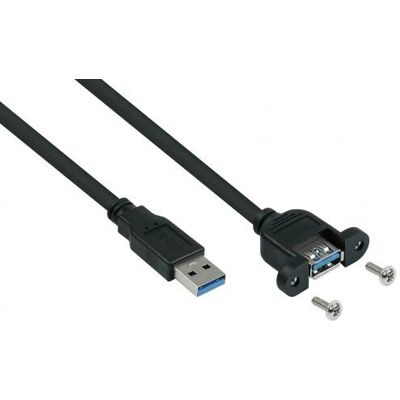 Cabo USB Alcasa UK30P-AEA-010S - 1m, Negro, USB 3.2 Gen 1, USB A Cabo USB Alcasa UK30P-AEA-010S - 1m, Negro, USB 3.2 Gen 1, USB A