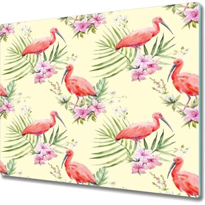 Coloray - Planche Verre Decoratif - 60x52 cm - Ibis rouges et fleurs exotiques - Glass Cutting Board Coloray - Planche Verre Decoratif - 60x52 cm - Ibis rouges et fleurs exotiques - Glass Cutting Board