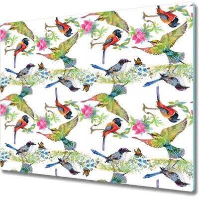 Coloray 60x52 cm Colored Birds White Tempered Glass Cutting Board Coloray 60x52 cm Colored Birds White Tempered Glass Cutting Board