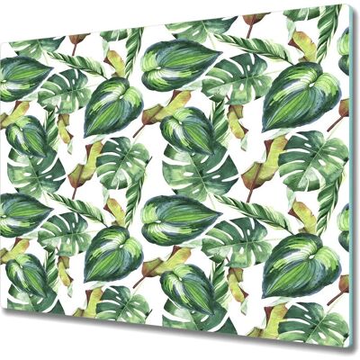 Coloray - Glass Cutting Board - Tropical Leaves - 60x52 Coloray - Glass Cutting Board - Tropical Leaves - 60x52