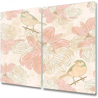 Coloray - 2x30x52 Beige - Birds Pink - Housse pour plaque à induction - Publicité Coloray - 2x30x52 Beige - Birds Pink - Housse pour plaque à induction - Publicité