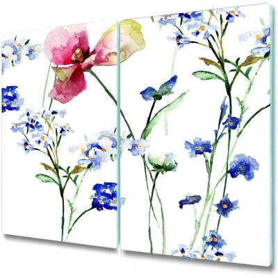 Coloray - Deska do krojenia szkło 2x30x52 - Dzikie kwiaty Niebiesko-Różowy Coloray - Deska do krojenia szkło 2x30x52 - Dzikie kwiaty Niebiesko-Różowy