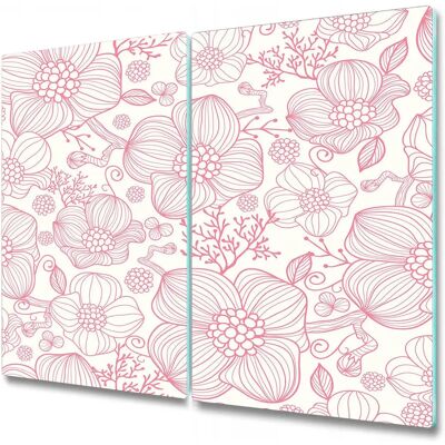Coloray - Couvercle De La Plaque À Induction En Verre 2x30x52 - Rouge - Fleurs - Induction Hob Lid Coloray - Couvercle De La Plaque À Induction En Verre 2x30x52 - Rouge - Fleurs - Induction Hob Lid