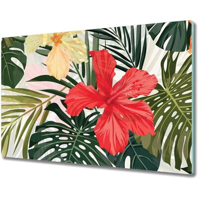 Coloray - Planche à découper en verre - 80x52 - Fleurs hawaïennes - Publicité Coloray - Planche à découper en verre - 80x52 - Fleurs hawaïennes - Publicité
