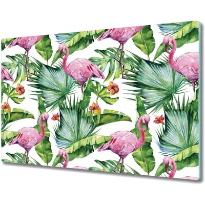Coloray - 80x52 - Rośliny Tropikalne - Flamingi - Szklana Pokrywka Coloray - 80x52 - Rośliny Tropikalne - Flamingi - Szklana Pokrywka