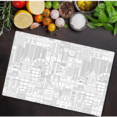 Coloray - 80x52 Gris-Paysage Urbain Blanc - Kolor Szaro-Biały - Wzór Urbanistyczny Krajobraz - Pokrowiec do płyty indukcyjnej Coloray - 80x52 Gris-Paysage Urbain Blanc - Kolor Szaro-Biały - Wzór Urbanistyczny Krajobraz - Pokrowiec do płyty indukcyjnej