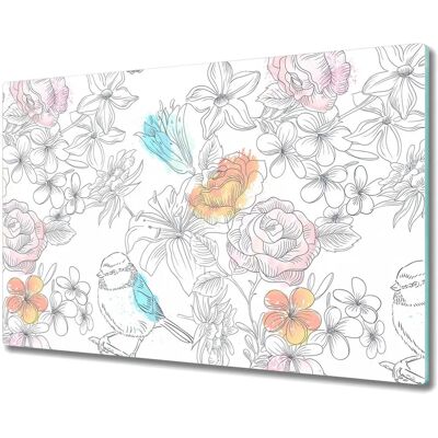 Coloray - Deska do krojenia ze szkła - 80x52 cm - Ptaki Kwiaty - Deska do krojenia Coloray - Deska do krojenia ze szkła - 80x52 cm - Ptaki Kwiaty - Deska do krojenia