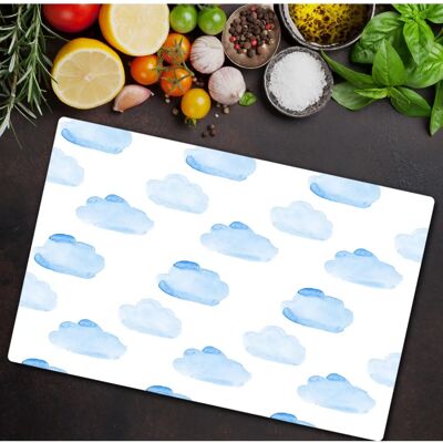 Coloray Planche à découper verre trempé 80x52 Nuages bleus et blancs – Cutting board - Publicité Coloray Planche à découper verre trempé 80x52 Nuages bleus et blancs – Cutting board - Publicité